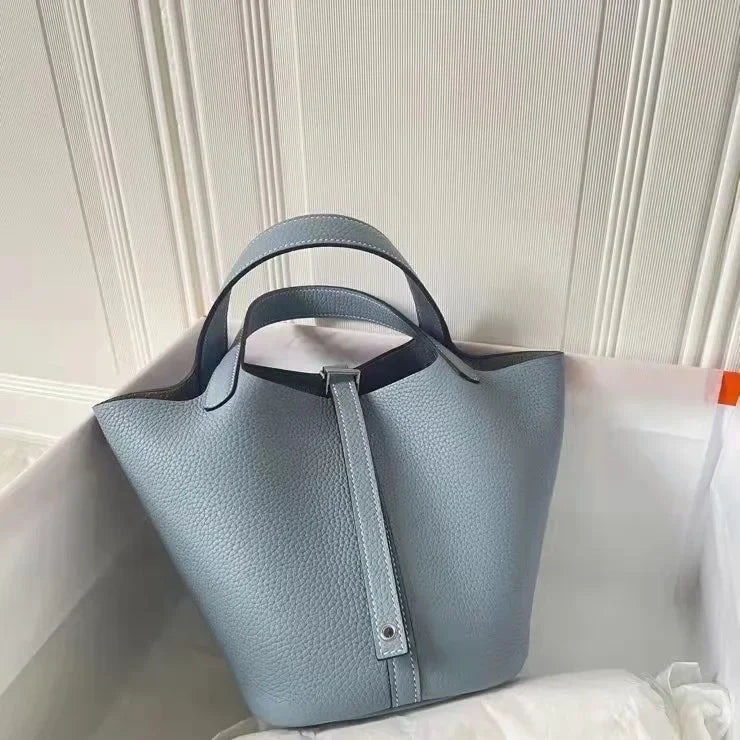 Bucket Bag Elegant Office Lady Luxury Genuine Leather