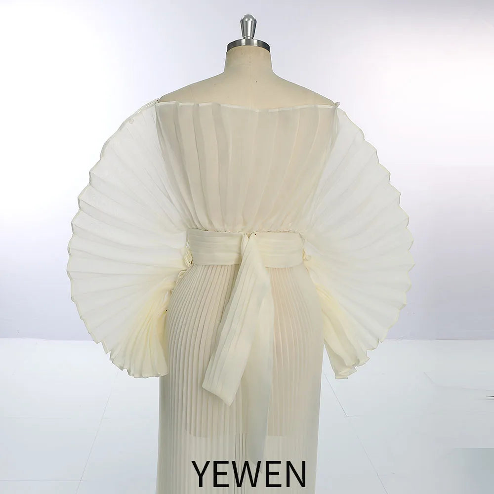 Fashion Organza Pleated Maternity Dress for PhotoShoot