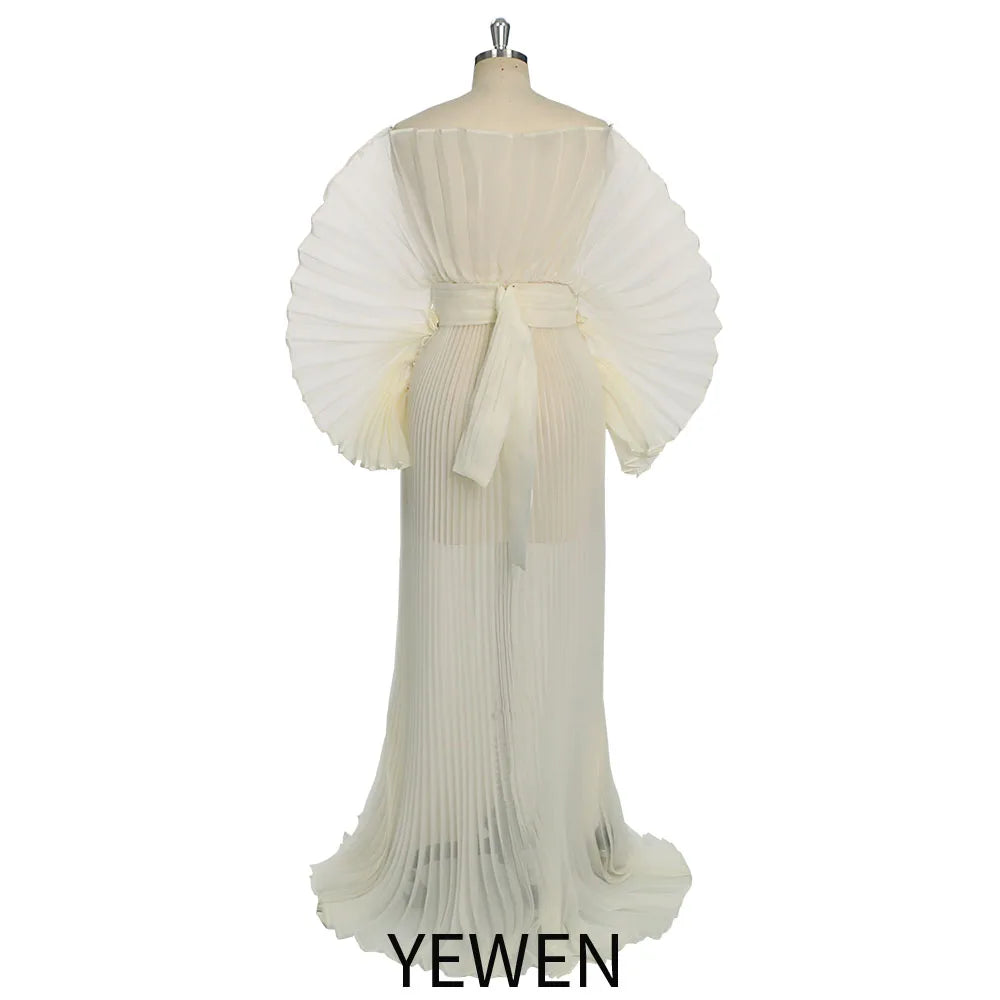 Fashion Organza Pleated Maternity Dress for PhotoShoot