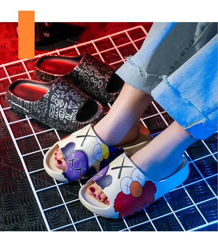 Couple House Shoes Non-Slip Thick Soft Platform Slide Sandals for Women Men Indoor Outdoor Shower Comfort Bathroom Shoes