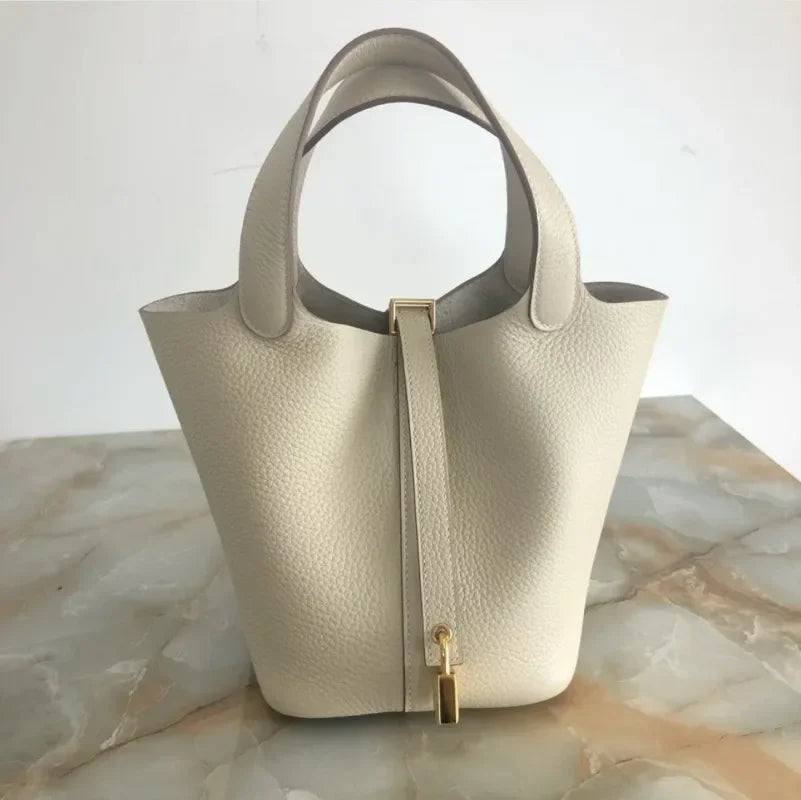 Bucket Bag Elegant Office Lady Luxury Genuine Leather