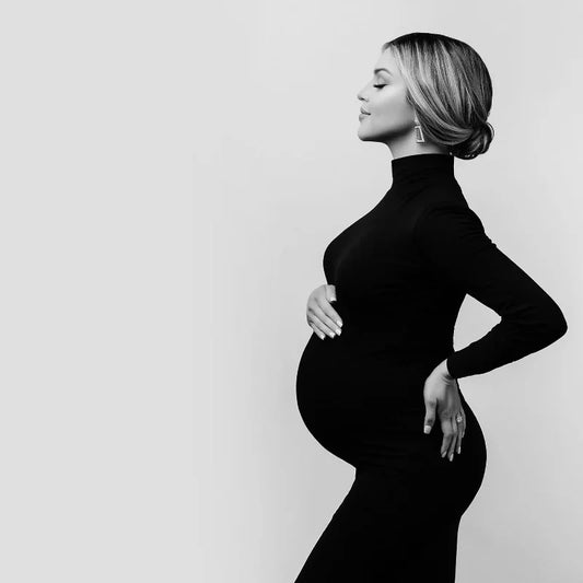 Maternity Dress Gown for Photo Shoot Black Turtleneck Photography  Long Sleeve